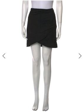 Alice + Olivia Suede Black Wrap-Front Mini Skirt
